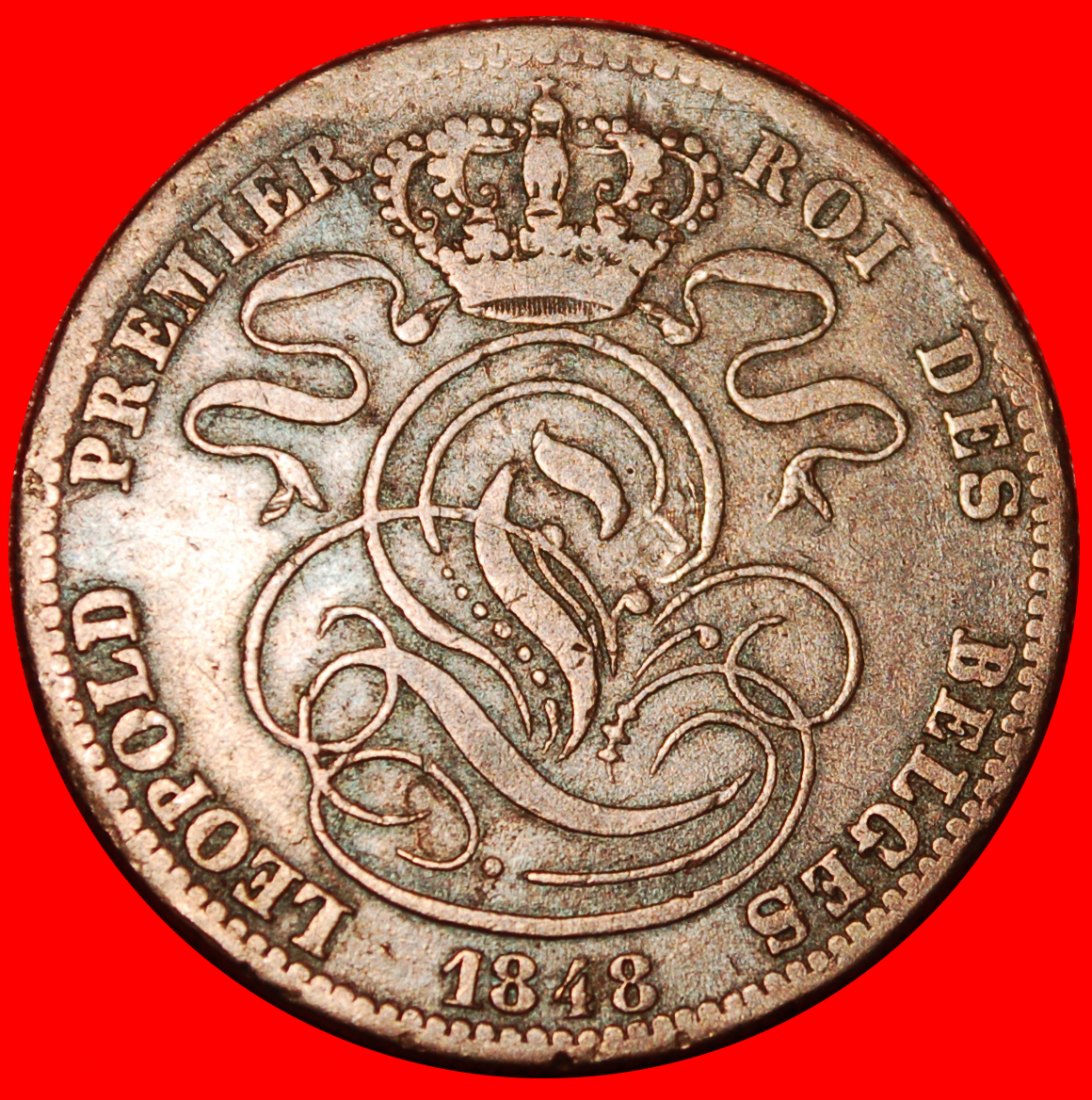 * STOP IN SIGNATURE (1811-1860): BELGIUM★5 CENTIMES 1848★LEOPOLD I 1831-1865★LOW START ★ NO RESERVE!
