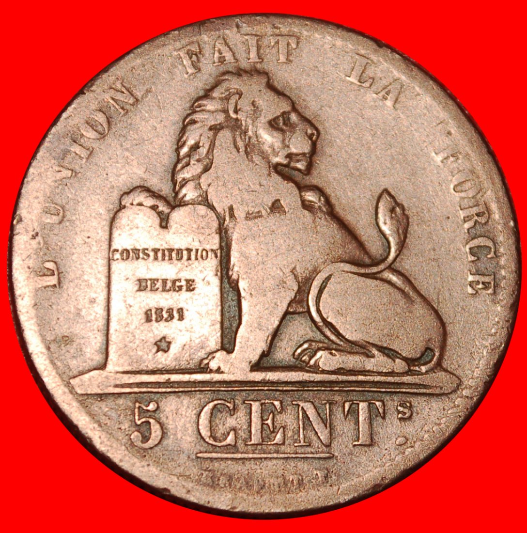  * MIT PUNKT IN UNTERSCHRIFT 1811-1860:BELGIEN★5 CENTIMES 1848★LEOPOLD I. (1831-1865)★OHNE VORBEHALT!   