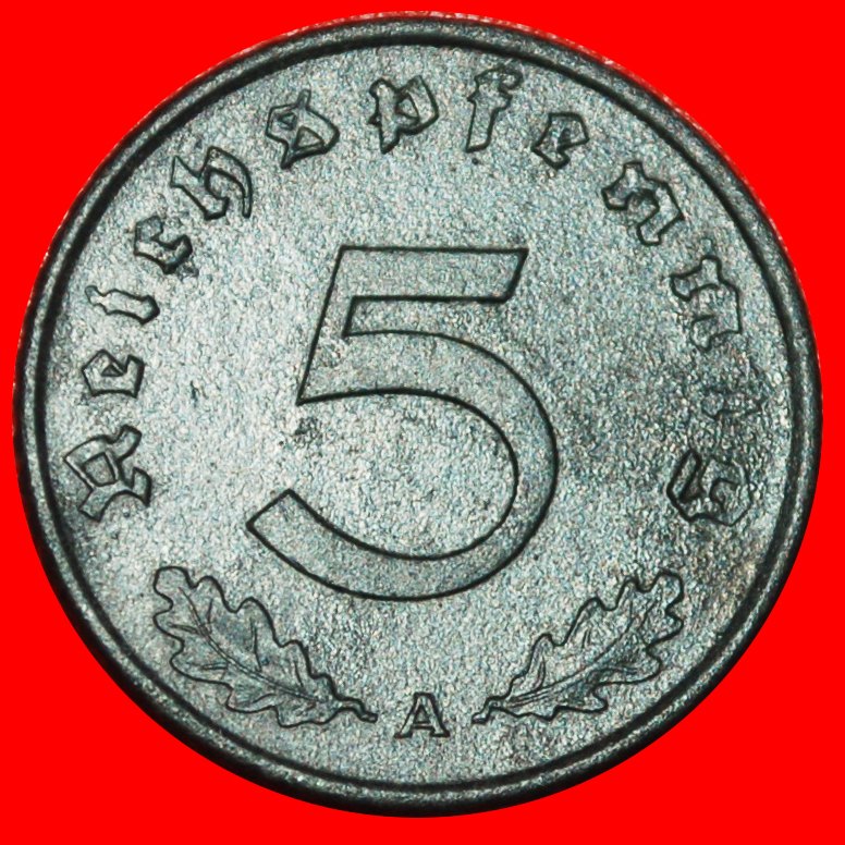  * SWASTIKA 1940-1945: GERMANY★5 REICHSPFENNIGS 1942A ERROR 3 REICH 1933-1945★LOW START ★ NO RESERVE!   