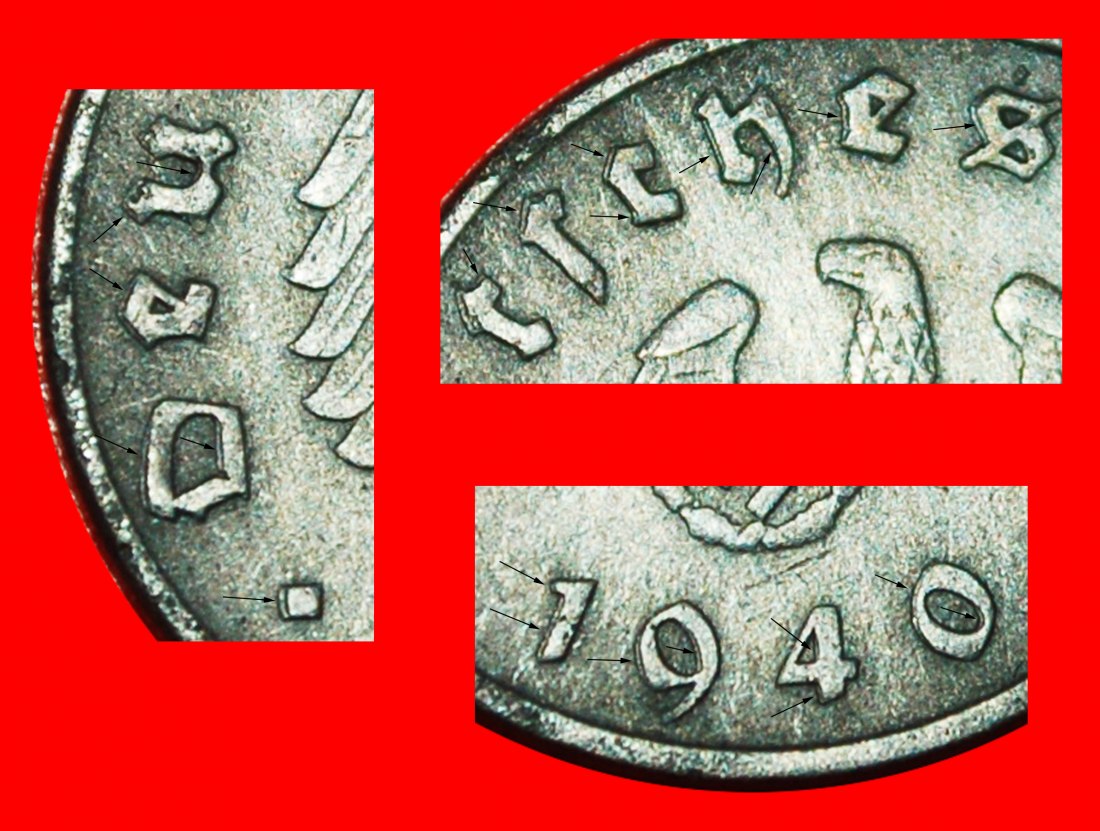  * HAKENKREUZ: DEUTSCHLAND ★ 10 PFENNIG 1940D BAYERN FEHLER! 3. REICH 1933-1945!★OHNE VORBEHALT!   