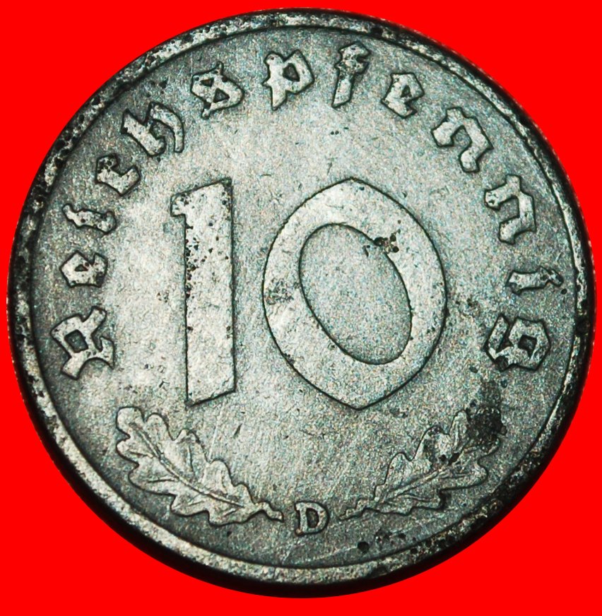  * SWASTIKA: GERMANY ★ 10 PFENNIGS 1940D BAVARIA! ERROR THIRD REICH 1933-1945★LOW START ★ NO RESERVE!   