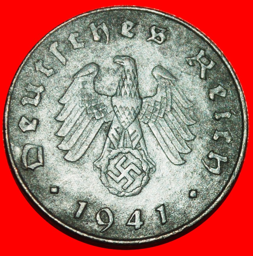  * DRITTES REICH (1933-1945): DEUTSCHLAND ★ 10 REICHSPFENNIG 1941J! HAMBURG 1940-1945★OHNE VORBEHALT!   