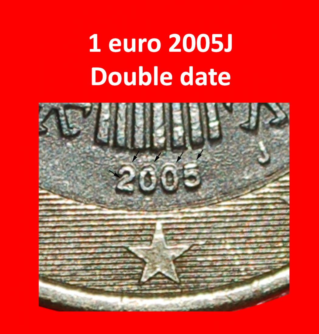  * PHALLISCHE TYP (2002-2006): DEUTSCHLAND ★ 1 EURO 2005J FEHLER UNVERÖFFENTLICHT! ★OHNE VORBEHALT!   