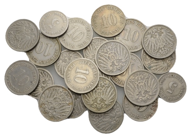 Kaiserreich; Lot; 23 Kleinmünzen   
