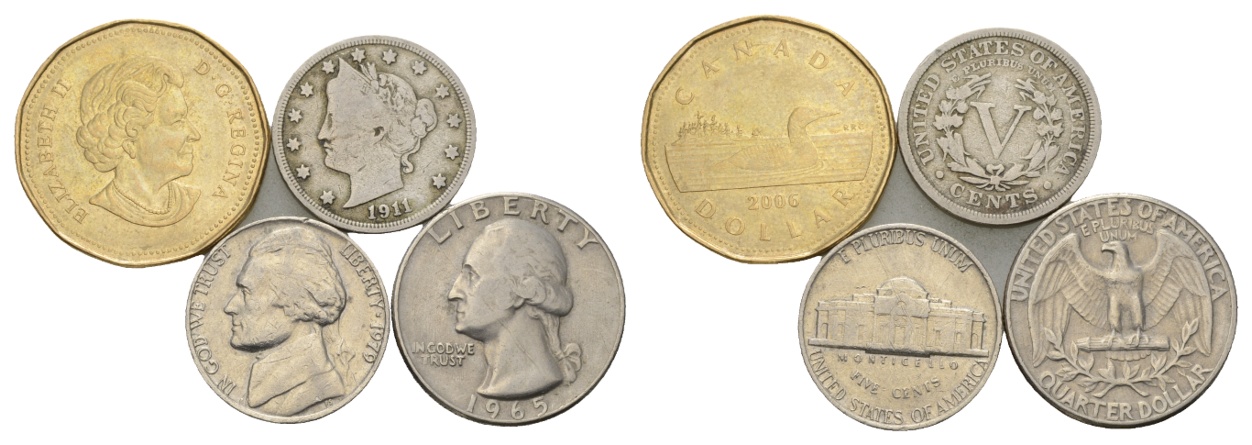  USA/Kanada; 4 Kleinmünzen 2006/1911/1979/1965   