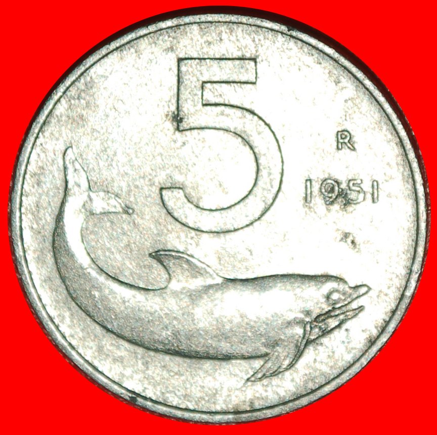  * DELPHIN und RUDER (1951-2001): ITALIEN ★ 5 LIRE 1951R! ★OHNE VORBEHALT!   