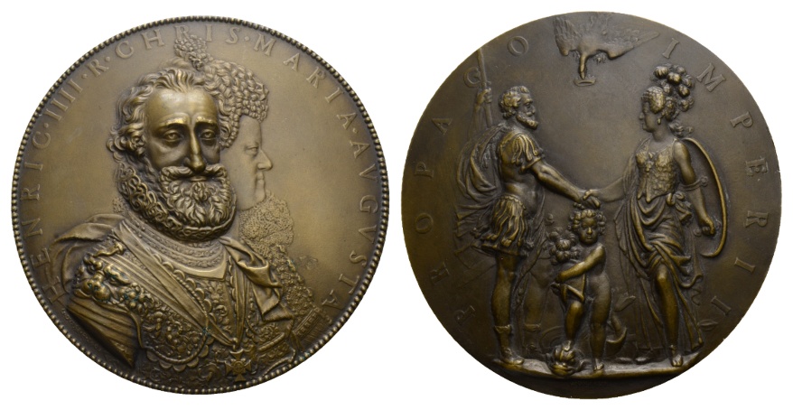 Medaille 1603; Bronze; Henric IIII R Chris Maria AVGVSTA; 470 g, Ø 100 mm   