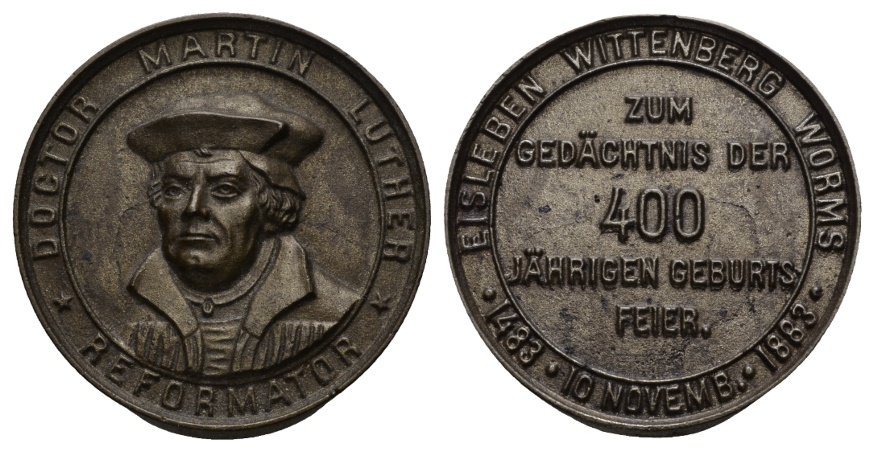  Medaille 1833; Eisen; Henkelspur; Martin Luther; 400 jähr. Geburtsfeier; 87,19 g, Ø 61,7 mm   
