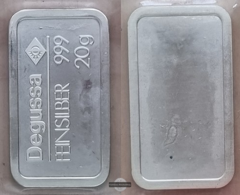  Degussa  Silberbarren 20g  FM-Frankfurt  Feingewicht: 20g   