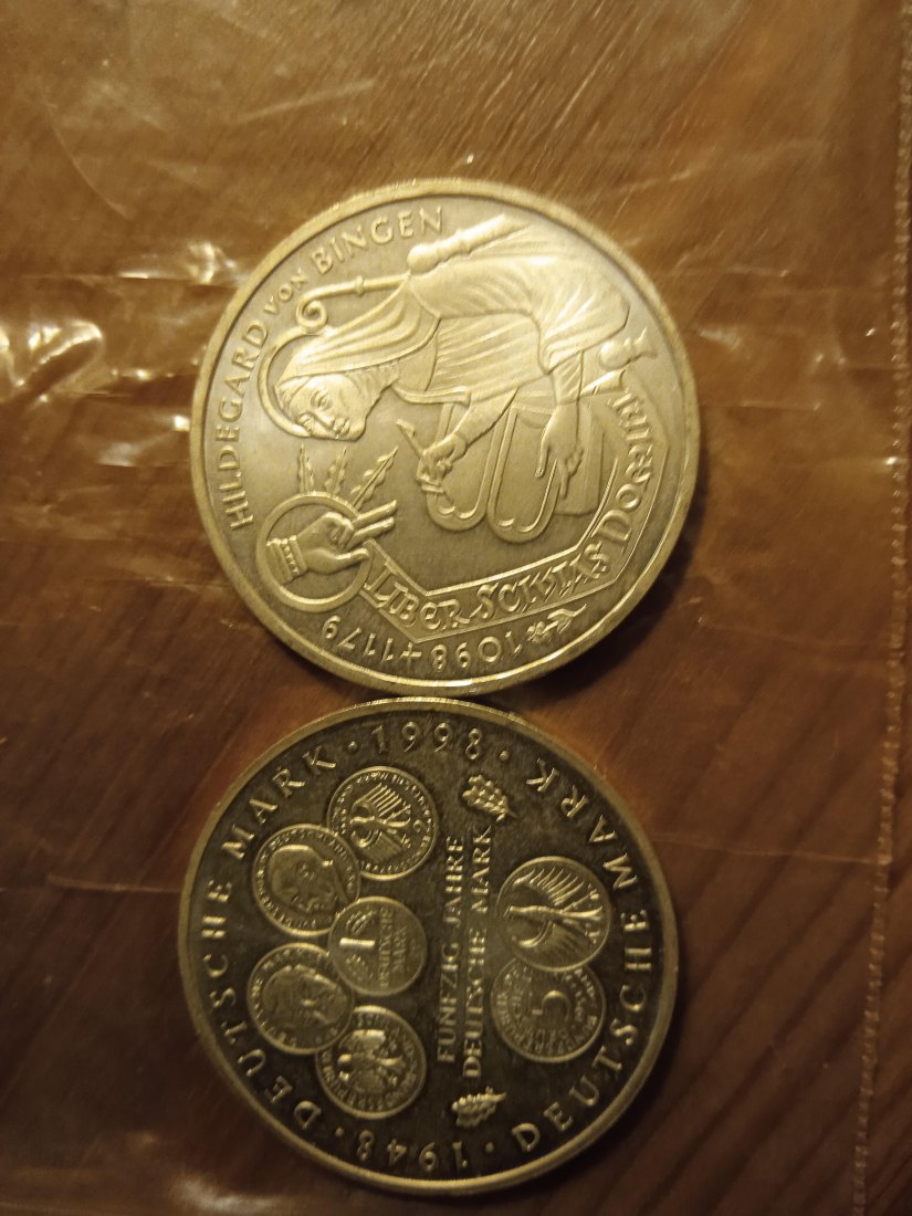  Deutschland - 10 Mark 1998 x 2 Hildegard von Bingen / 50 J Deutsche Mark   