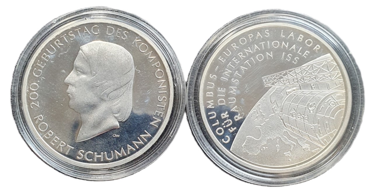  Deutschland Konvolut 2 x 10 Euro Münzen in 925 Silber in Polierter Platte Mst#21   