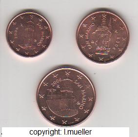 San Marino ...1 + 2 + 5 Cent...2006...lose / unc.   