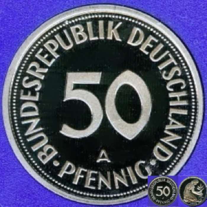  1995 A * 50 Pfennig Polierte Platte PP, proof, sehr seltene Prägung   