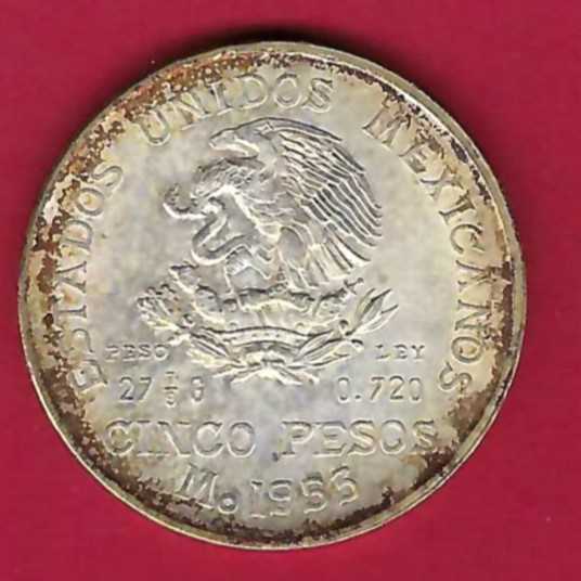  Mexico 5 Pesos 1953 Silber 27,79g Münzen und Goldankauf Golden Gate Frank Maurer AB004   