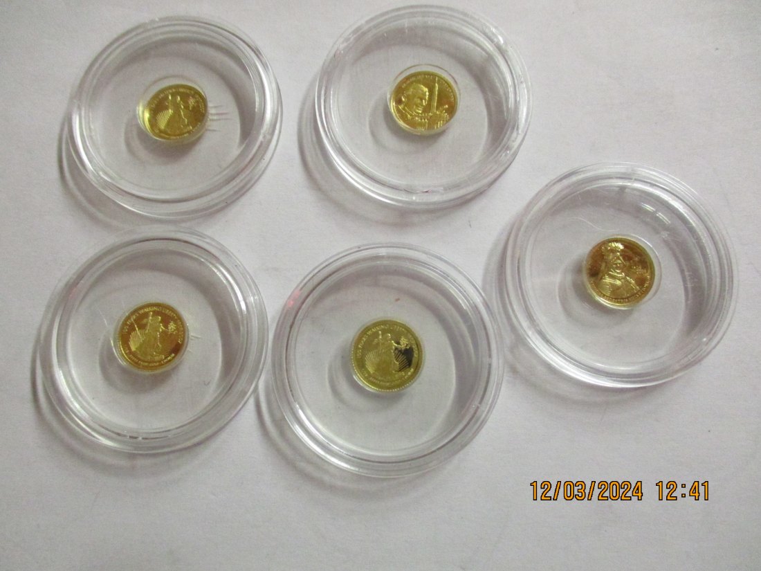  5 Goldmünzen 9999er Gold Gewicht 2,5 Gramm Fein/MX   
