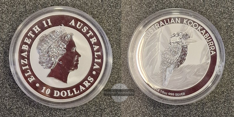  Australien  10 Dollar 2014 Kookaburra  FM-Frankfurt  Feinsilber: 311g   