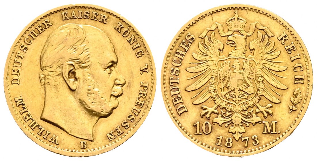 PEUS 1579 Kaiserreich - Preußen 3,58 g Feingold. Wilhelm I. (1861 - 1888) 10 Mark GOLD 1873 B Hannover Sehr schön