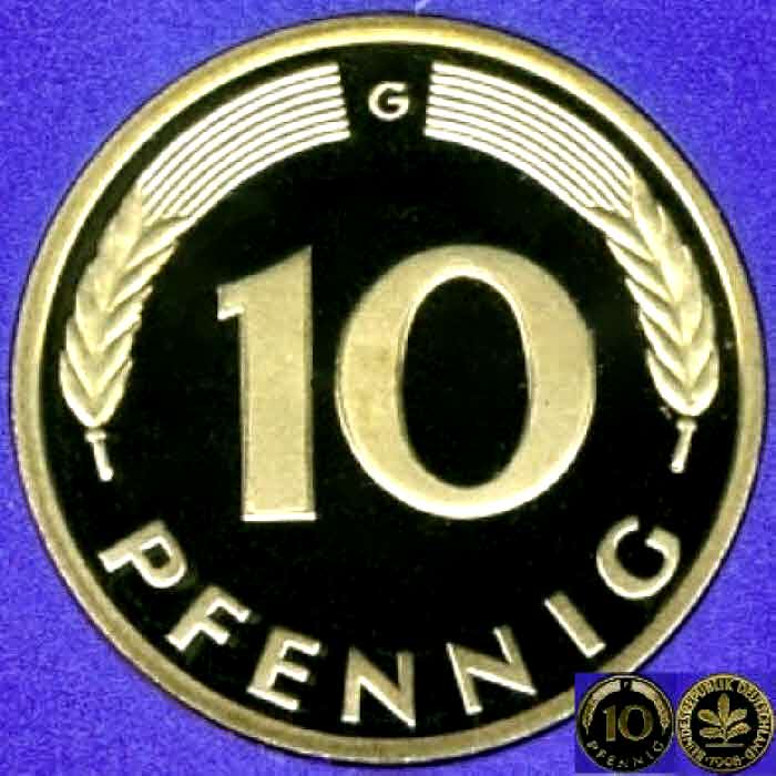  1993 G * 10 Pfennig Polierte Platte PP, proof, top   