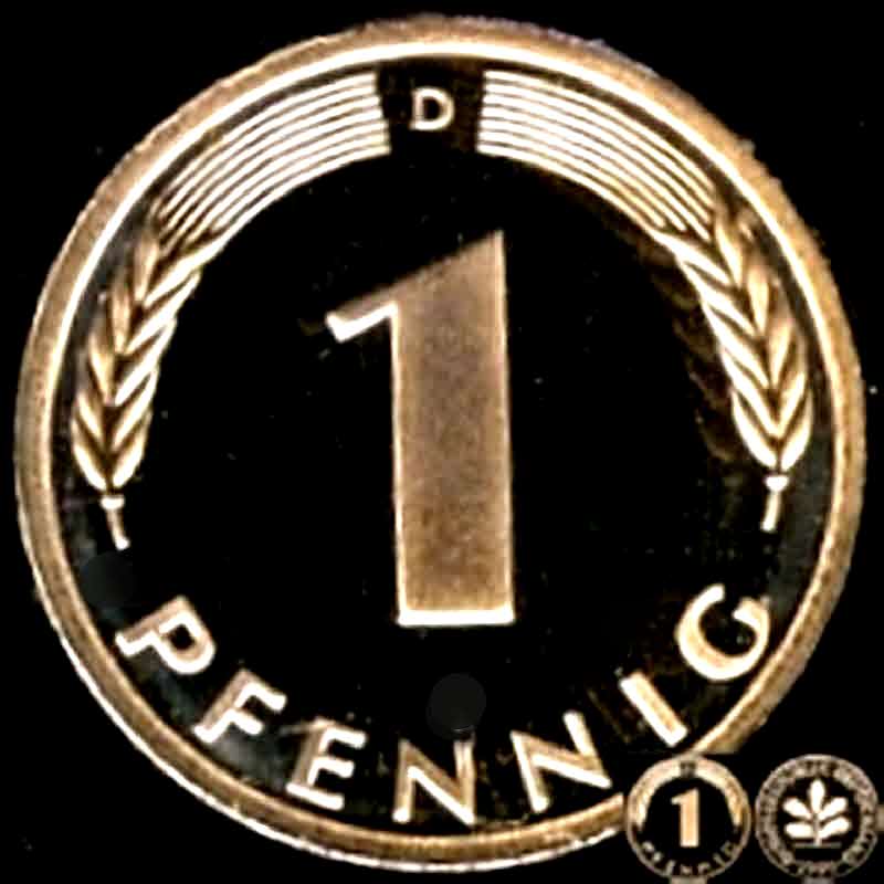  2001 D * 1 Pfennig Polierte Platte PP, proof, top   