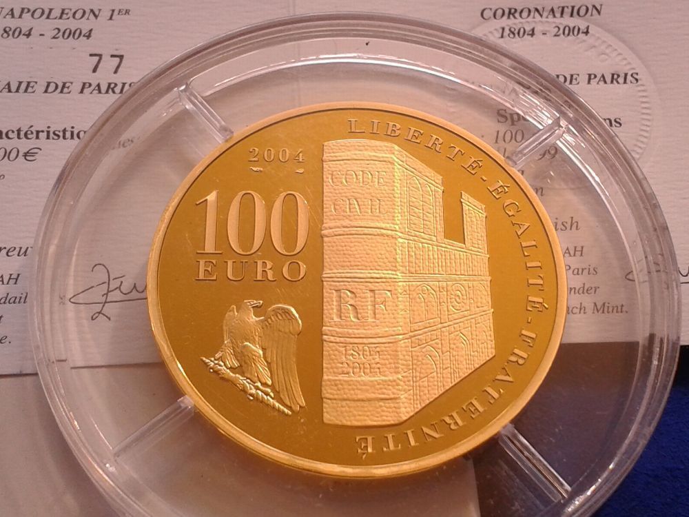  Original 100 euro 2004 PP Frankreich Krönung Napoleon 5 Unzen Gold 155,5g 999er Gold   