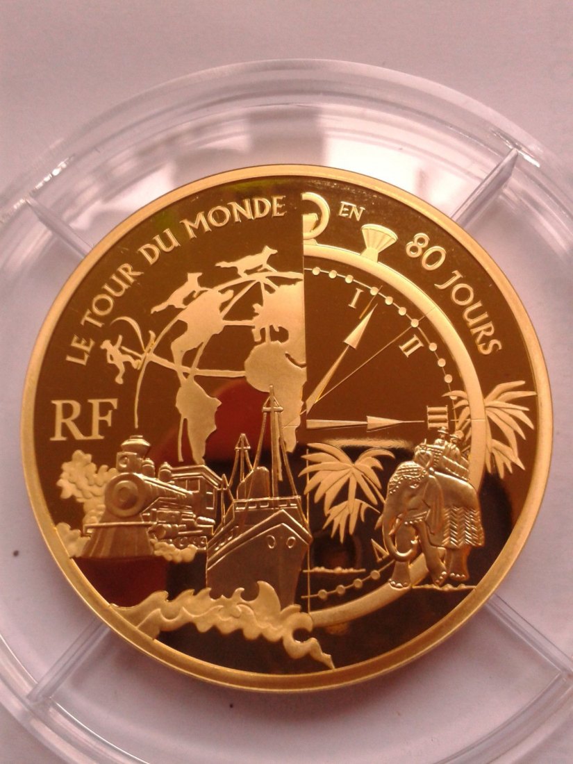  Original 100 euro 2005 PP Frankreich Jules Verne in 80 Tagen um die Welt 5 Unzen Gold 999er   