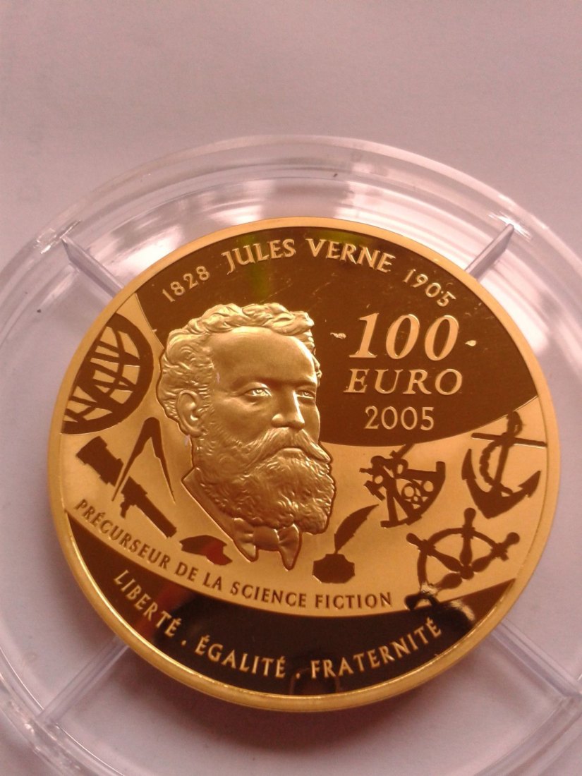  Original 100 euro 2005 PP Frankreich Jules Verne in 80 Tagen um die Welt 5 Unzen Gold 999er   