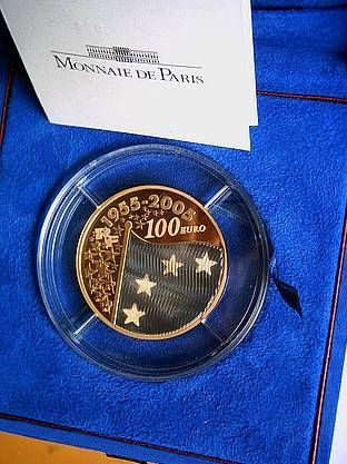  Original 100 euro 2005 PP Frankreich Europa Blaue Fahne 5 Unzen Gold 999er Blaues Gold   