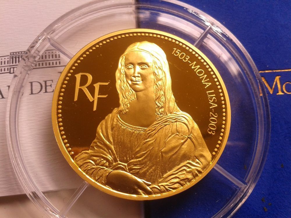  Original 100 euro 2003 PP Frankreich Mona Lisa 5 Unzen Gold 999er Gold   
