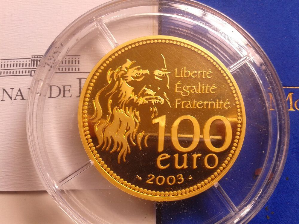  Original 100 euro 2003 PP Frankreich Mona Lisa 5 Unzen Gold 999er Gold   