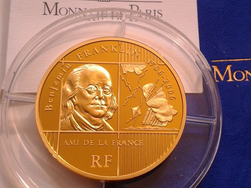  Original 100 euro 2006 PP Frankreich Benjamin Franklin 5 Unzen Gold 999er Gold   