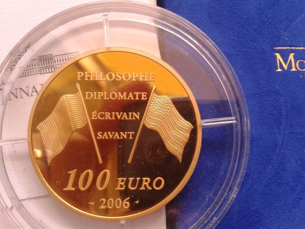  Original 100 euro 2006 PP Frankreich Benjamin Franklin 5 Unzen Gold 999er Gold   