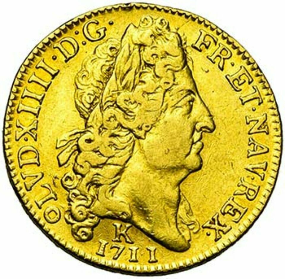  Doppel Louis d'or 1711 Frankreich Ludwig XIV. 16.03 Gold Präge Bordeaux ex. Sotheby Auktion - RAR   