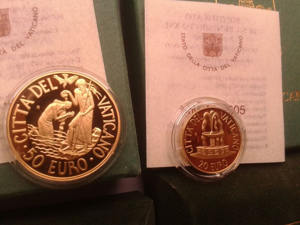  Original 20+50 euro 2005 PP Vatikan Gold Sakramente Christi Papst Benedikt XVI. 19,3g Feingold   