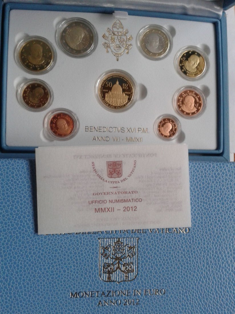  Original KMS 2012 PP Vatikan mit 50 euro Petersdom Gold in Schatulle papst Benedikt XVI.   