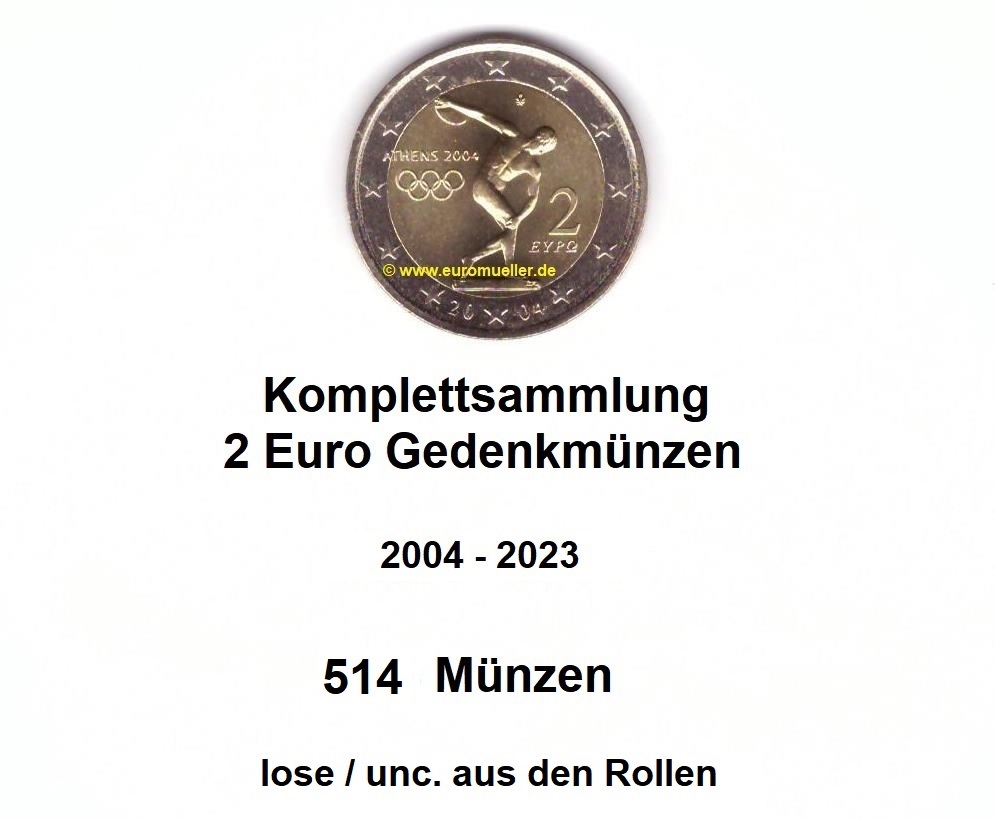 Monaco alle 514...2 Euro Sondermünzen 2004-2023 lose / unc.   