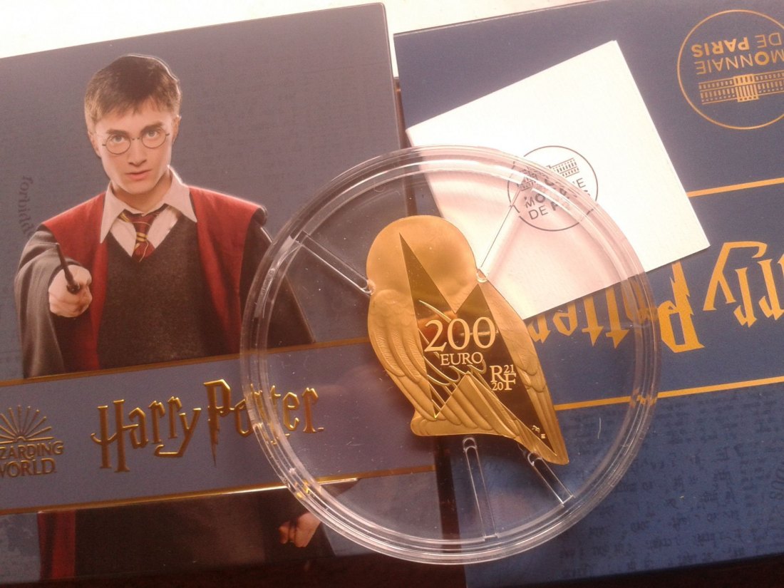  Original 200 euro 2021 PP Frankreich Harry Potter Eule Hedwig 1 Unze Gold 999er Gold   