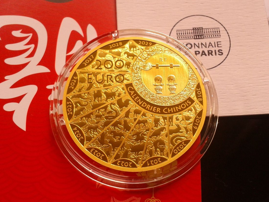  Original 200 euro 2024 PP Frankreich Lunar Drache 1 Unze Gold 999er Gold   