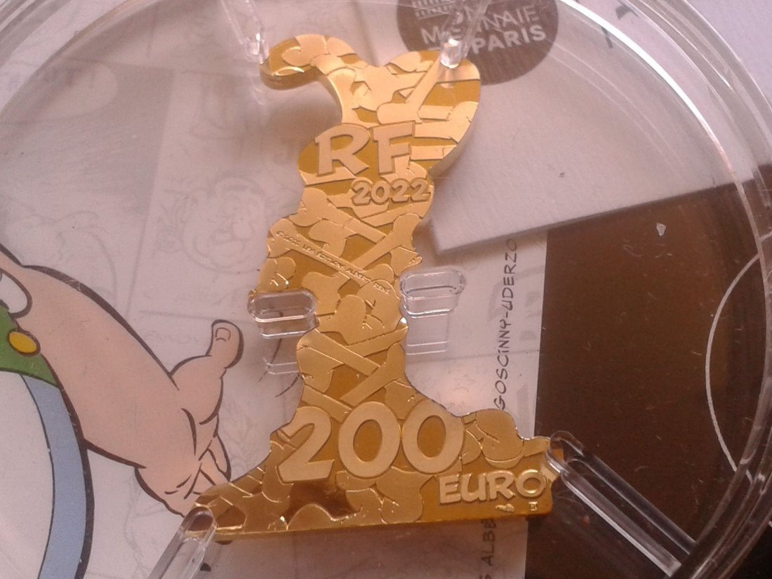 Original 200 euro 2022 PP Frankreich Idefix aus Asterix und Obelix 1 Unze Gold 999er Gold   