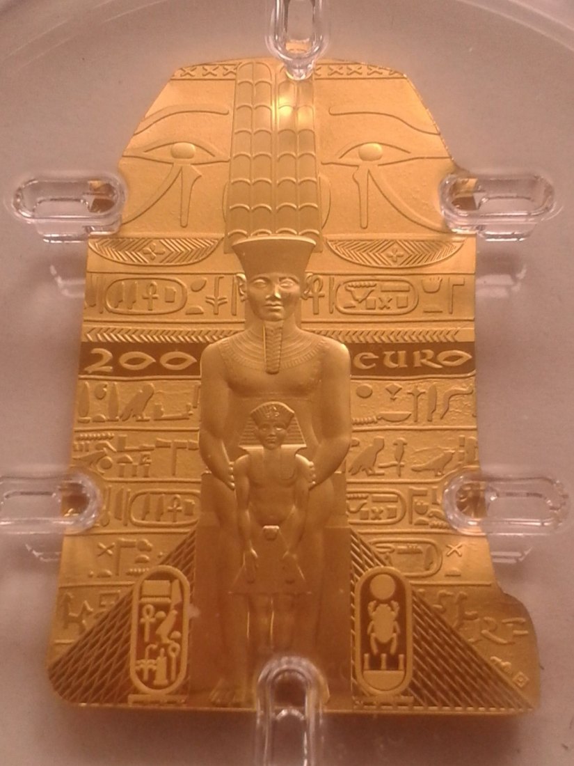  Original 200 euro 2022 PP Frankreich Louvre Ägypten 1 Unze Gold 999er Gold shaped form   