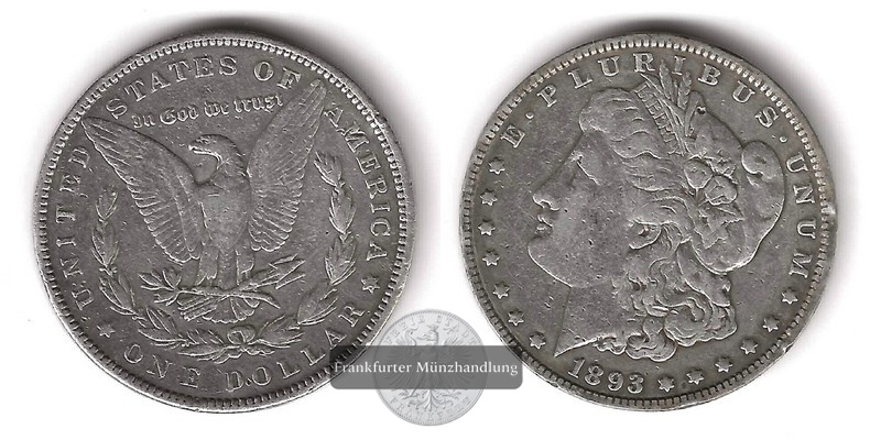  USA  1 Dollar (Morgan Dollar) 1893  FM-Frankfurt Feingewicht: 24,06g   