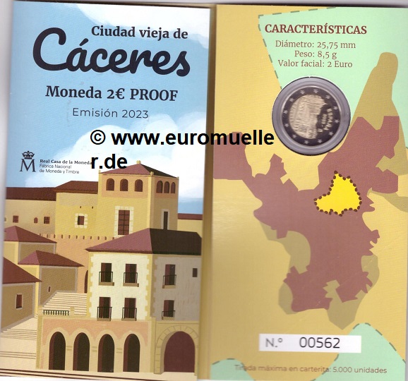 Spanien 2 Euro Gedenkmünze 2023...Cáceres...PP   