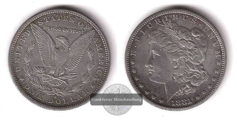  USA  1 Dollar 1881 S - Morgan Type  FM-Frankfurt Feingewicht: 24,06g Silber sehr schön   