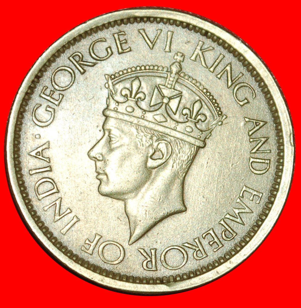  * INDIEN: CEYLON ★ 50 CENTS 1943 FEHLPRÄGUNG! GEORG VI. (1937-1952)! OHNE VORBEHALT!   