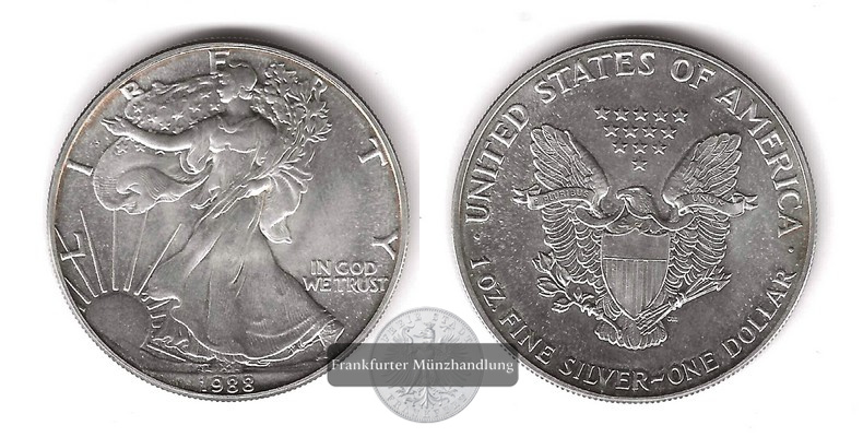  USA  1 Dollar  1988  American Eagle   FM-Frankfurt     Feinsilber: 31,11g   