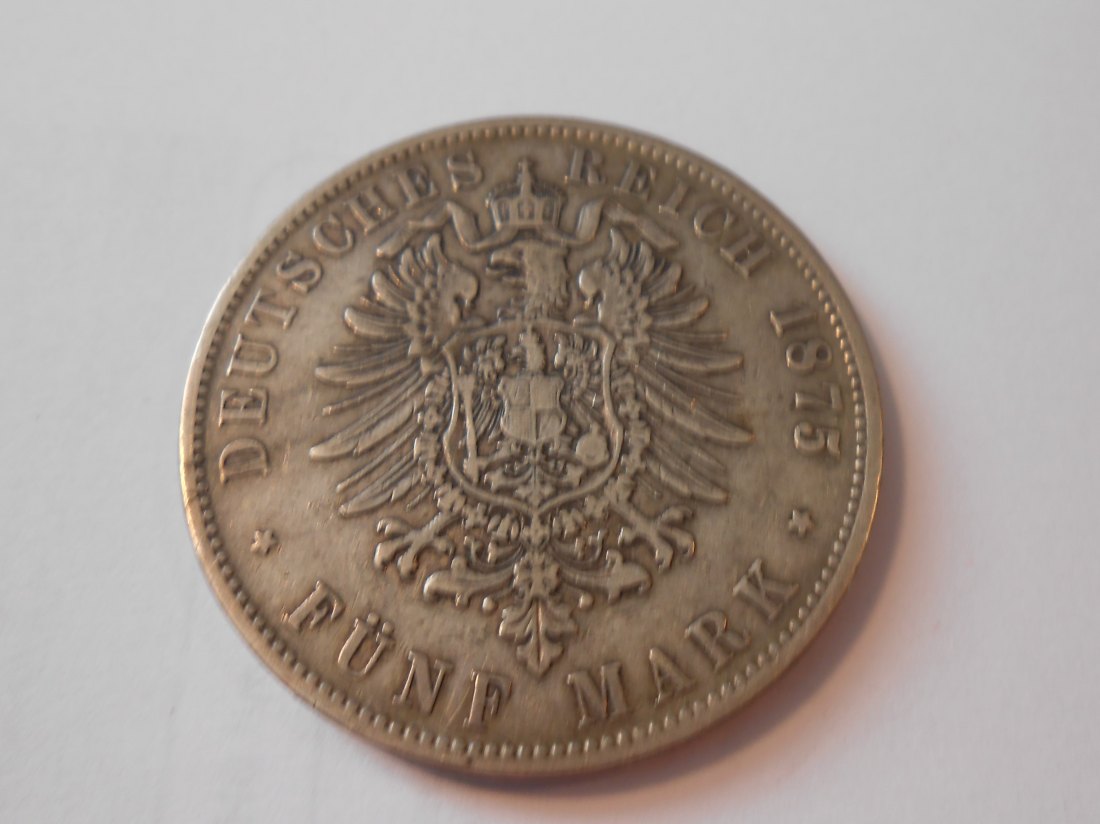  Kaiserreich 5 Mark 1875 F Württemberg   
