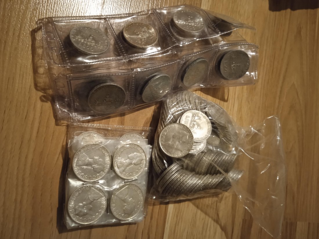  ITALIEN Lot 500 Lire 128 coins 1.176 g Fein Silber   