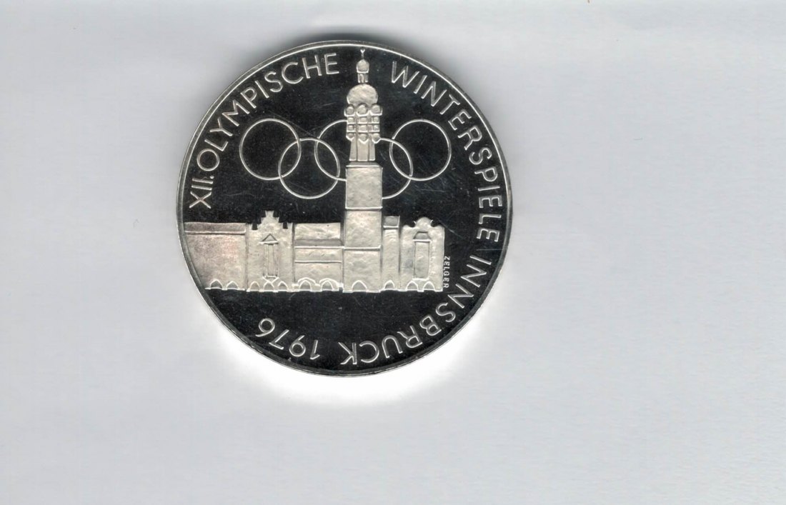  100 Schilling 1976 Winterolympiade Innsbruck Stadtturm Hall silber Österreich (01914/6)   
