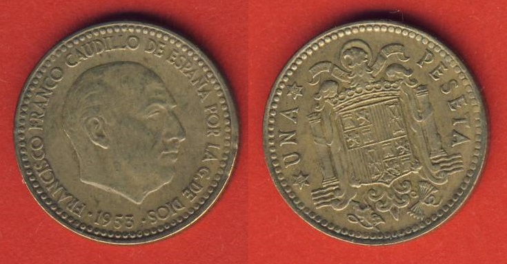  Spanien 1 Peseta 1953 (*63)   