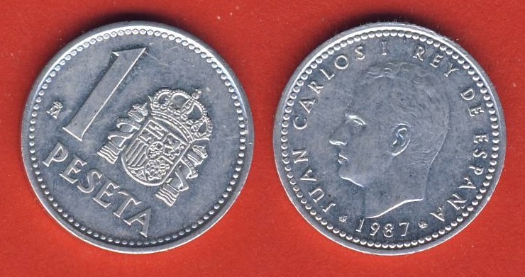  Spanien 1 Peseta 1987 Alu   