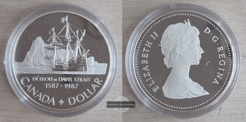  Kanada  1 Dollar  1987  Détroit de Davis Strait FM-Frankfurt  Feinsilber: 11,66g   